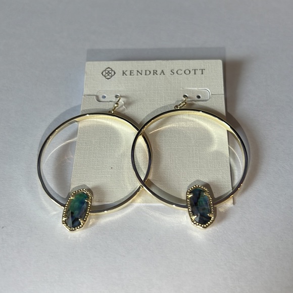 Kendra Scott Elora Gold Hoop Earrings In Abalone - Picture 2 of 4